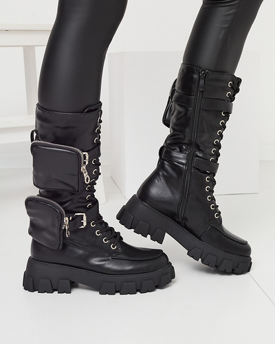 Черные рабочие ботинки с декоративными саше на голенищах Sello- Footwear