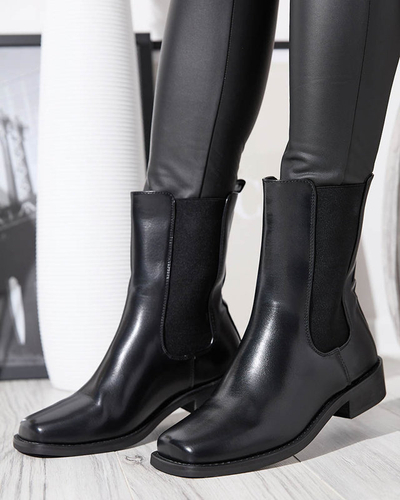 Moteriški aukšti batai kvadratiniu pirštu juodos spalvos Sudis- Avalynė