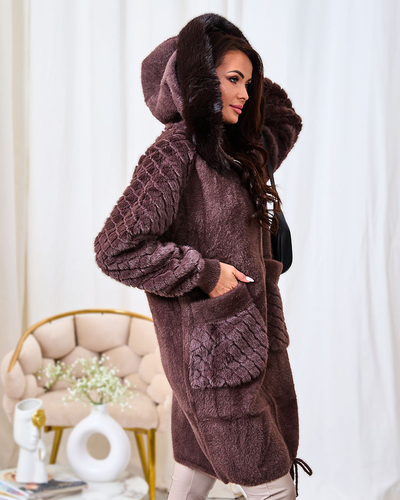 Женское пальто из искусственного меха Royalfashion Brown