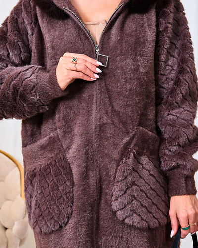 Женское пальто из искусственного меха Royalfashion Brown