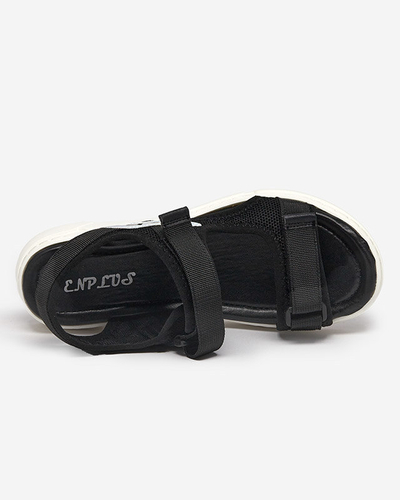 Женские босоножки из ткани черного цвета с голографической вставкой Lofal-Footwear