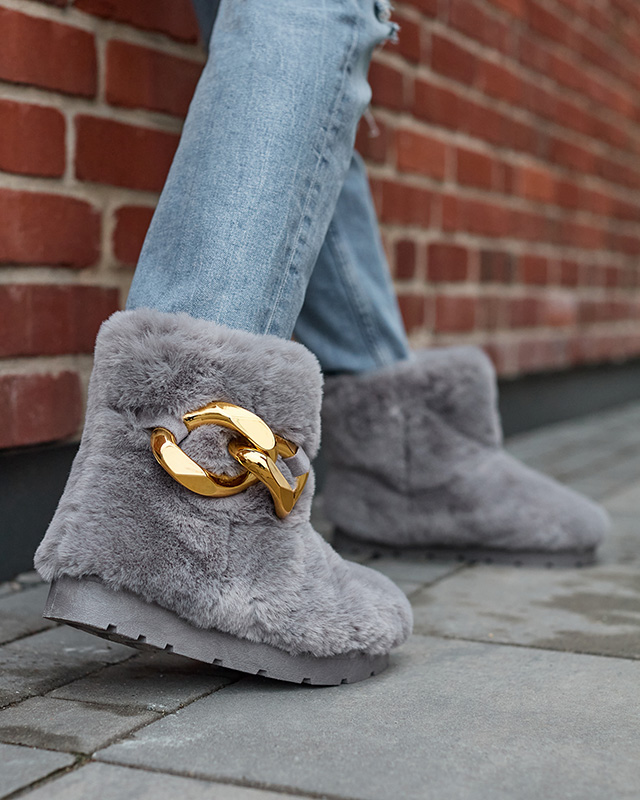 Серые женские сапоги-снежки с мехом Sattopa- Footwear