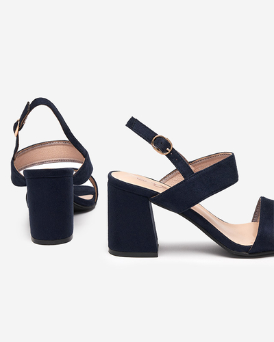 Женские босоножки темно-синие на шпильке Riddo- Обувь