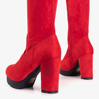 Красные ботфорты на каблуке Fortunata - Обувь