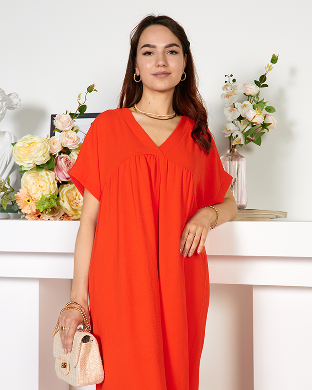 Темно-оранжевое пляжное платье миди