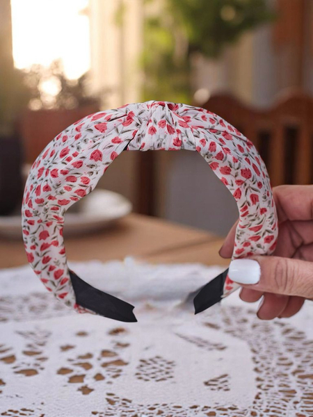 Royalfashion plaukų lankelis su kaspinu ir gėlių raštu Lilia