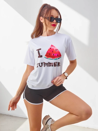 Royalfashion Женский спортивный комплект с футболкой и шортами Киви