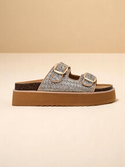 Royalfashion Damskie klapki na platformie Nora Woven