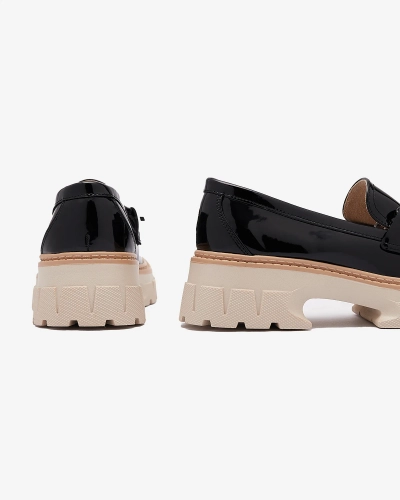 Черные лакированные женские мокасины с кисточками Kaipo- Footwear