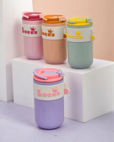 Royalfashion Termo puodelis su krepšeliu, šiaudeliu ir snapeliu Happy Dog