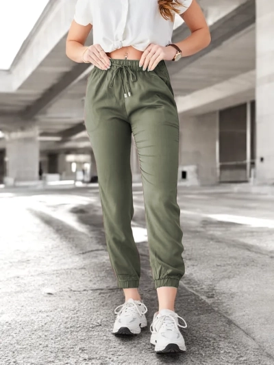 Брюки Raffaello Khaki Длинные Из Ткани Lyocell