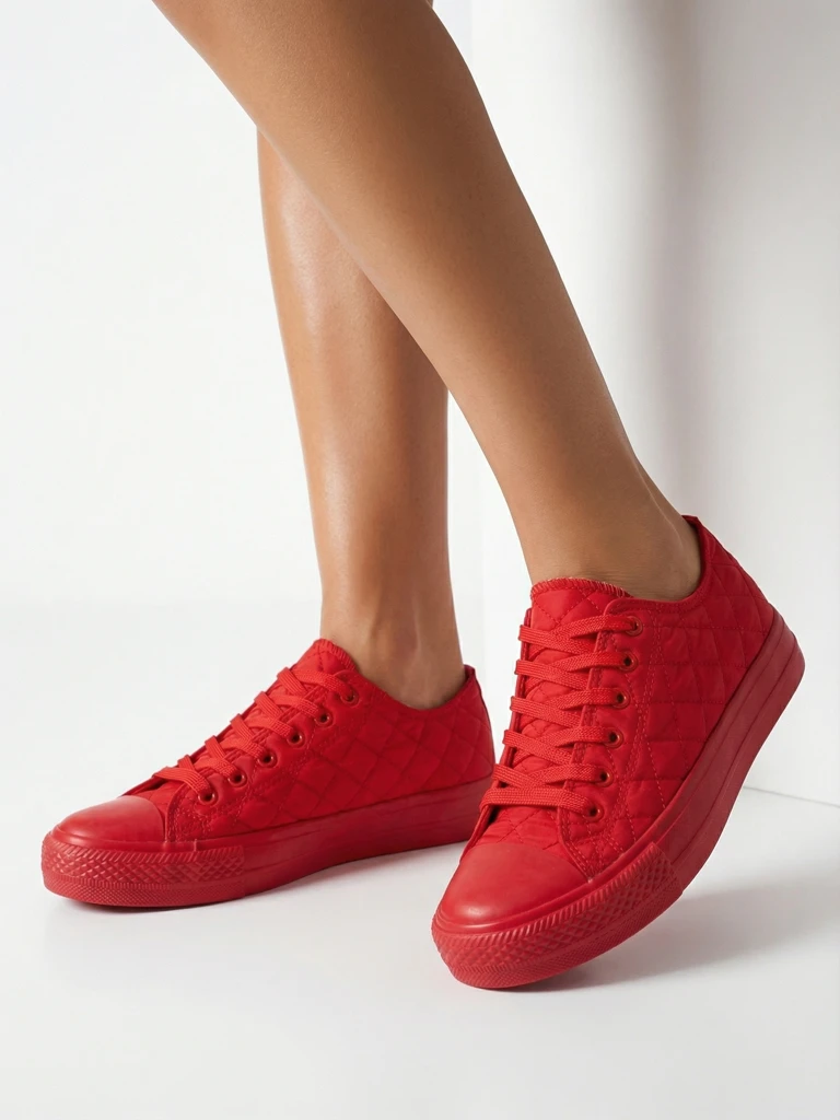 Moteriški laisvalaikio bateliai „Stella“ raudoni medžiaginiai sportiniai vasarai