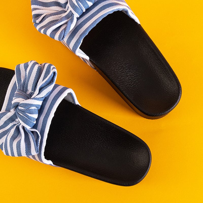 Женские шлепанцы на платформе в сине-белую полоску Strai