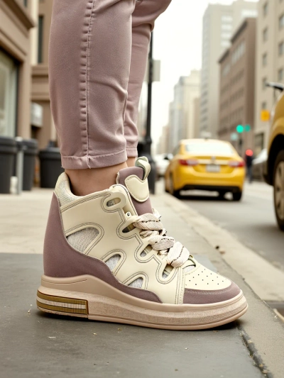 Royalfashion aukšti sportiniai bateliai moterims su paslėptu kulnu Oblaffi