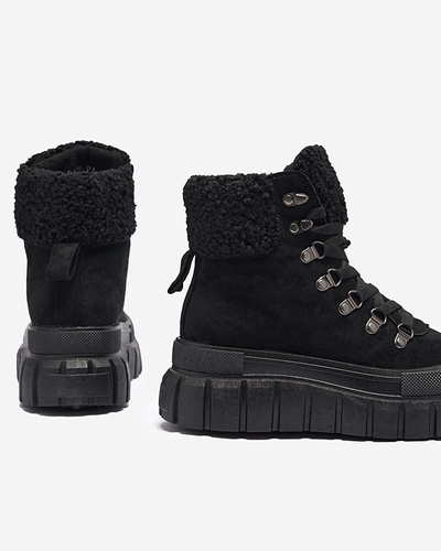 Женские ботинки Diana черные кожаные удобные на зиму