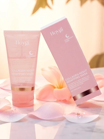 Kolageno veido kaukė, drėkinanti ir priešraukšlinė, su šepetėliu naktiniam naudojimui