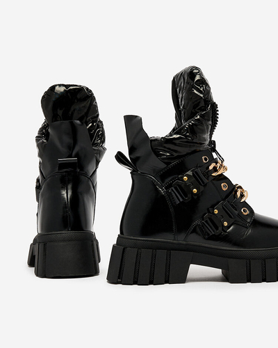 Royalfashion Женские черные ботинки с цепями Ebidef