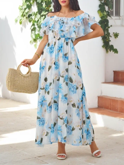 Royalfashion Женское платье с открытыми плечами и короткими рукавами в различных цветах