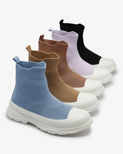 Фиолетовые женские высокие спортивные туфли-слипы а'ля кроссовки Vertiks - Обувь