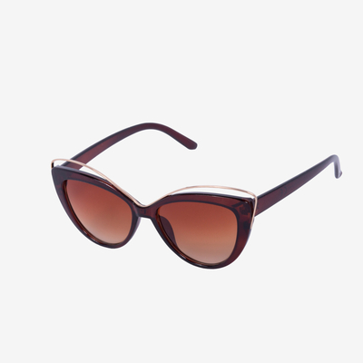 Женские коричневые солнцезащитные очки с металлическим орнаментом - Аксессуары