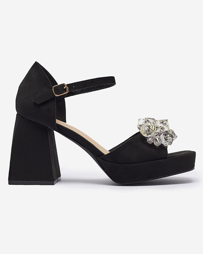 Черные женские сандалии на толстой подошве с кристаллами Celidi - Обувь