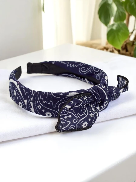 Royalfashion Raštuota plaukų juosta su kaspinu Mila