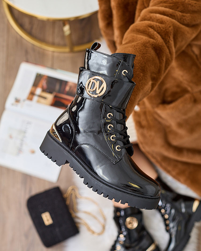 "Royalfashion" Juodi lakuoti moteriški batai "Bagger" Simbeba