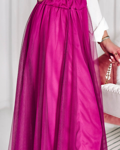 Женская двухслойная юбка-миди фиолетового цвета - Одежда