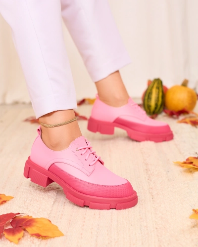 Royalfashion Pink Moteriški matiniai pusbačiai su tvirtu padu Trendy Chunky