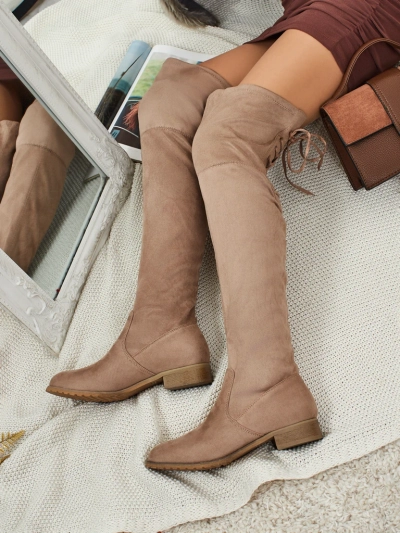 Moteriški ilgaauliai virš kelių eko zomšiniai Denvoria