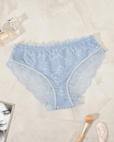 Royalfashion Голубые хлопковые кружевные трусики для женщин