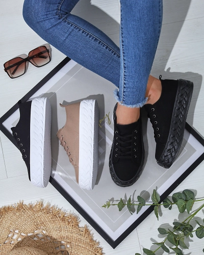 Спортивные кроссовки на платформе черного цвета Saddol- Footwear