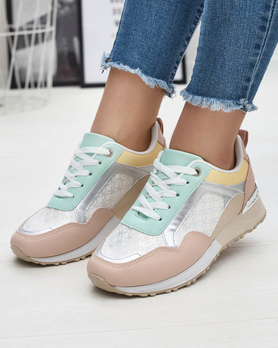 Женская бежево-розовая спортивная обувь на шнуровке Mnerio- Footwear