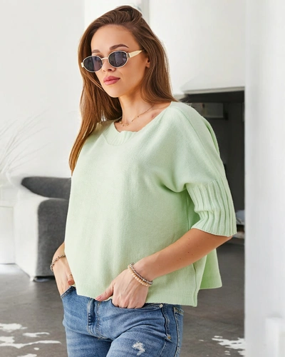 Royalfashion Moteriškas viskozės megztinis su trumpomis rankovėmis