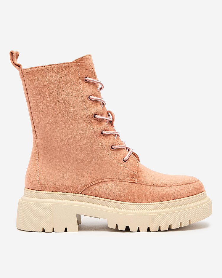 Royalfashion Розовые женские ботинки на шнуровке Cacava