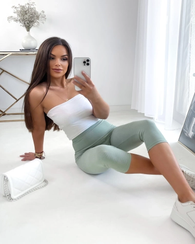 Royalfashion Šviesiai žalios spalvos moteriškos dviratininko kelnės