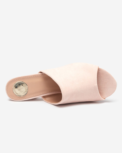 OUTLET Светло-розовые женские тапочки на низком каблуке Opetik - Обувь