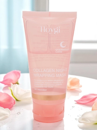 Kolageno veido kaukė, drėkinanti ir priešraukšlinė, su šepetėliu naktiniam naudojimui