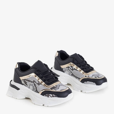 Juodi moteriški sportiniai bateliai su įspaudais a'la gyvatės oda Botar - Avalynė