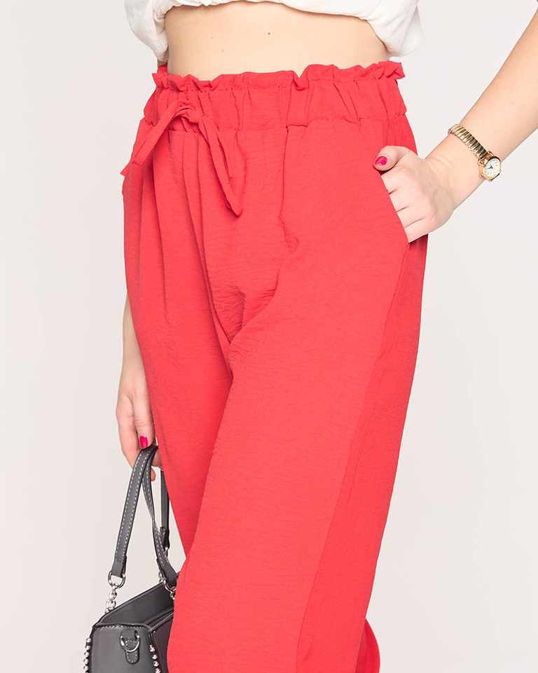 Moteriškos medžiaginės kelnės raudonos spalvos PLIUS DYDIS - Drabužiai