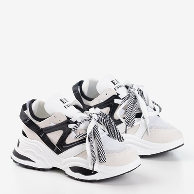 Beżowe sneakersy damskie na grubej podeszwie Eafi - Obuwie