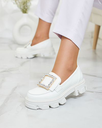 "Royalfashion" Balti mokasinai su dekoru ant nosies "Alomease"