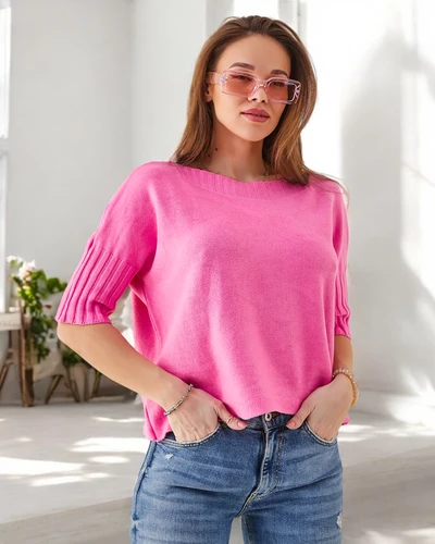 Royalfashion Moteriškas viskozės megztinis trumpomis rankovėmis