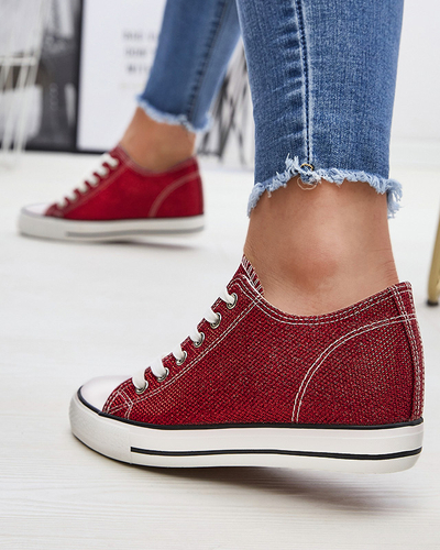 Красные женские кеды на скрытом якоре с блестящей нитью Seggat- Footwear