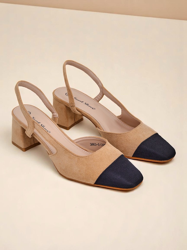 Royalfashion Damskie czółenka Eleganzo – niski obcas, ozdobny nosek