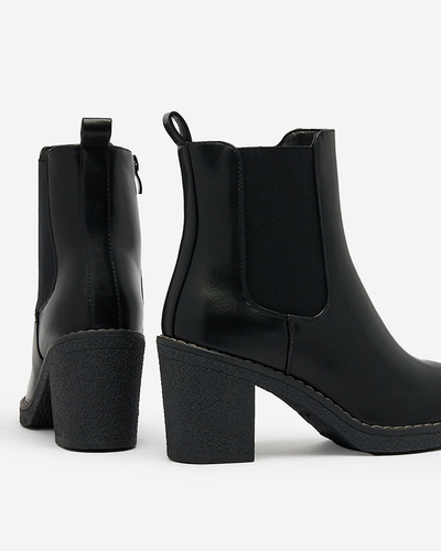 Royalfashion Черные женские сапоги на шпильке Bregianka из экокожи