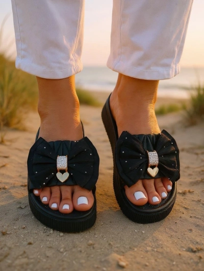 Royalfashion Женские шлепанцы на платформе с бантом Sento Pace