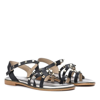 Czarne sandały ze złotymi ćwiekami Sokoto - Obuwie