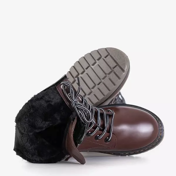 OUTLET Tamsiai rudi moteriški ekologiškos odos batai Lesita - Batai