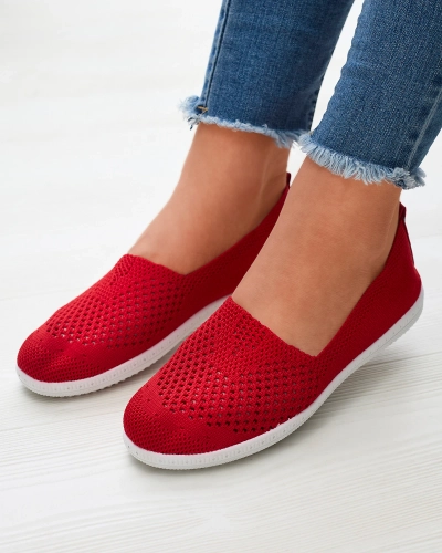 Ažūriniai raudono audinio sportbačiai Sadola - Avalynė